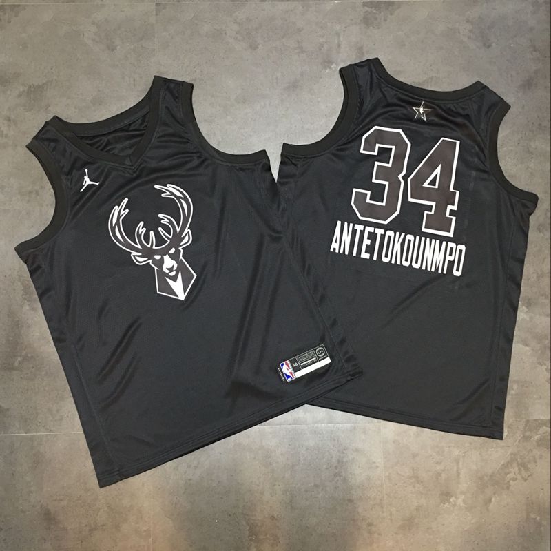 NBA NBA Milwaukee Bucks #34 Antetokounmpo Black 2018 All Star Jersey