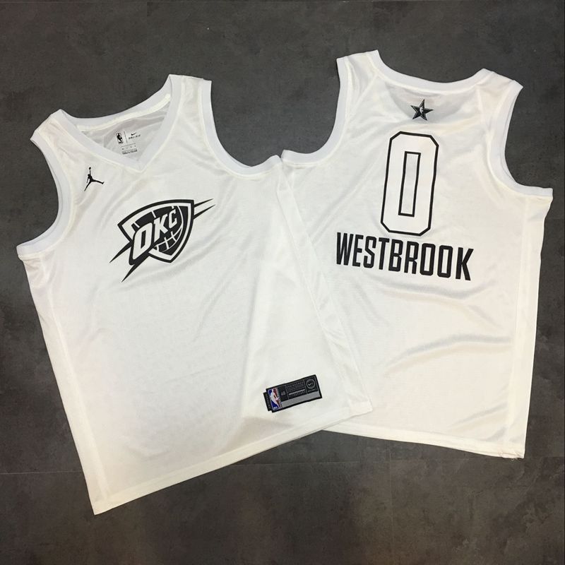 NBA NBA Oklahoma City Thunder #0 Westbrook White 2018 All Star Jersey