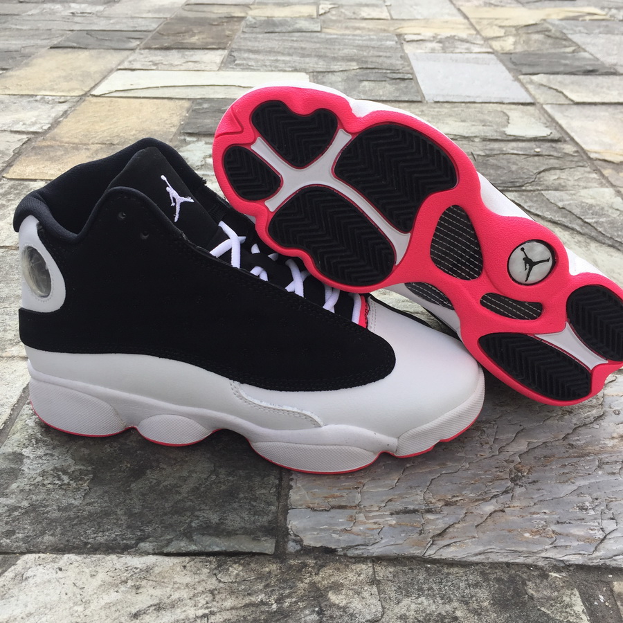 Nike Air Jordan 13 Black White Pink Sneakers 
