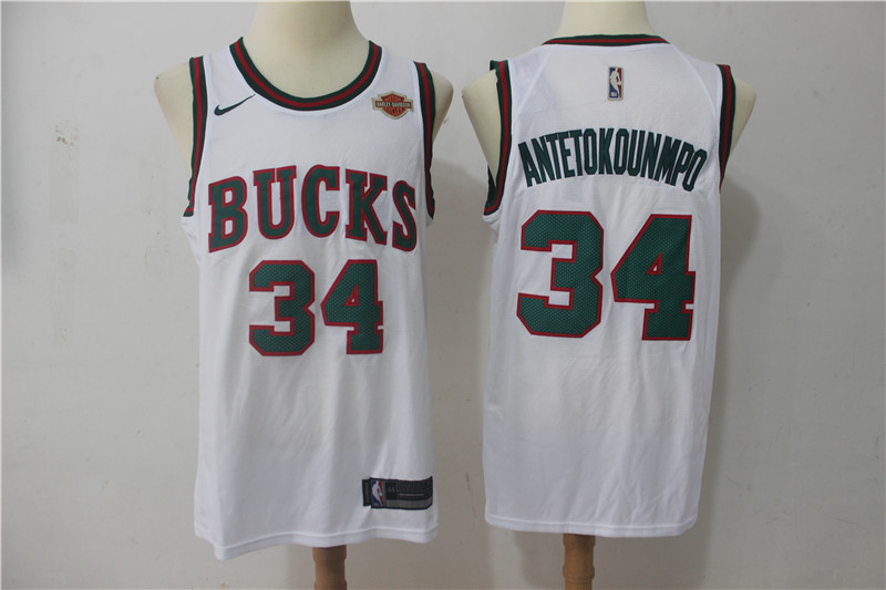 Nike NBA Milwaukee Bucks #34 Antetokounmpo White Jersey