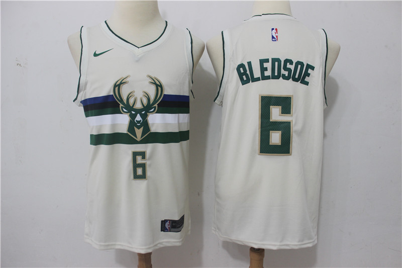 Nike NBA Milwaukee Bucks #6 Bledsoe Cream Jersey