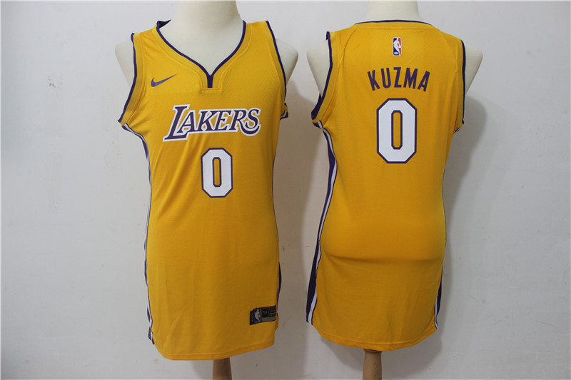 Womens NBA Los Angeles Lakers #0 Kuzma Yellow Skirt