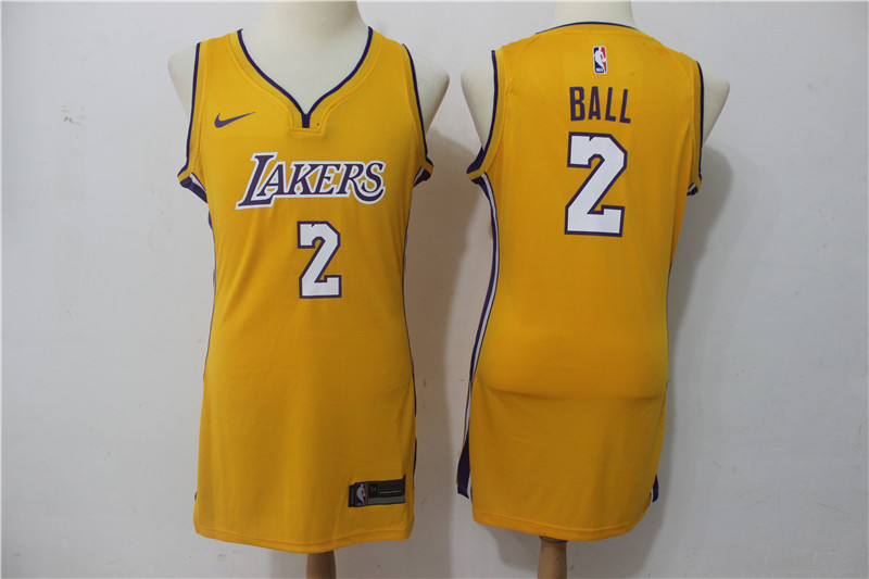 Womens NBA Los Angeles Lakers #2 Ball Yellow Skirt