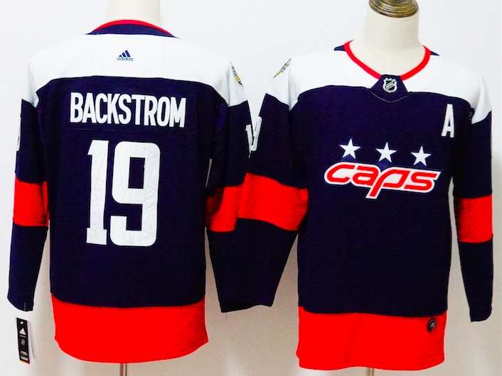 Kids NHL Washington Capitals #19 Backstrom Stadium Series Navy Jersey