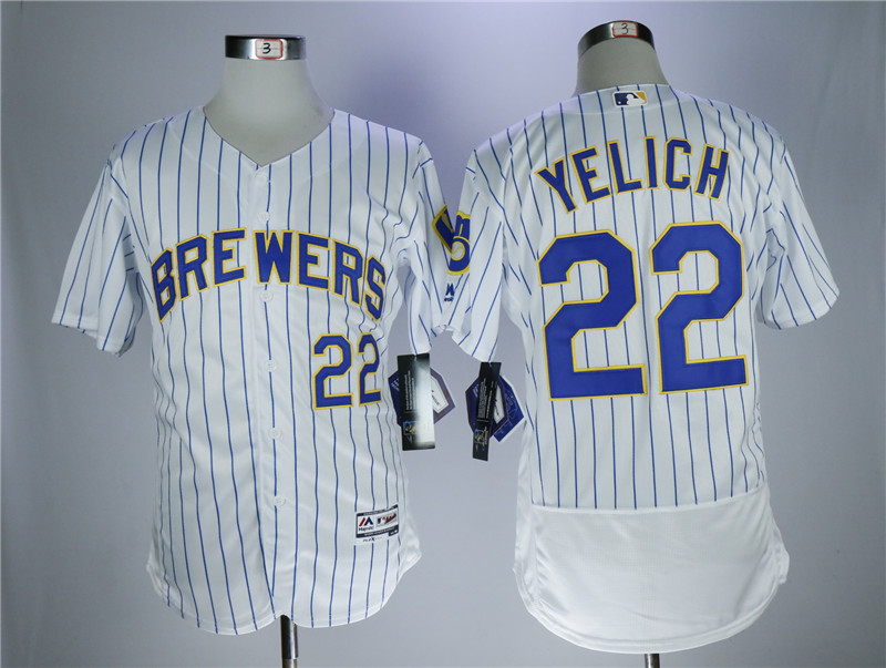 MLB Milwaukee Brewers #22 Yelich White Elite Jersey