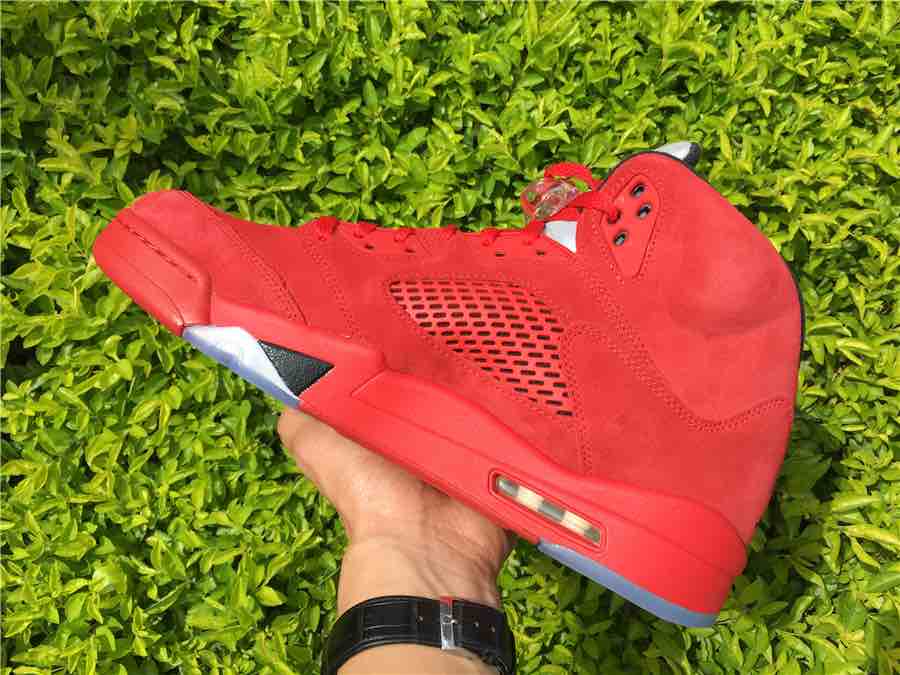 Nike Air Jordan 5 Red Suede Sneakers