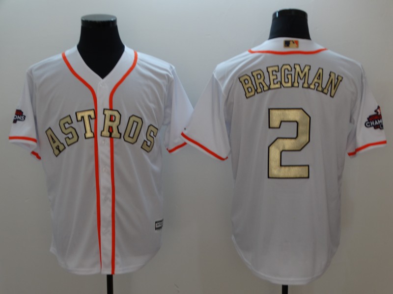 MLB Houston Astros #2 Bergman White Gold Number Game Jersey