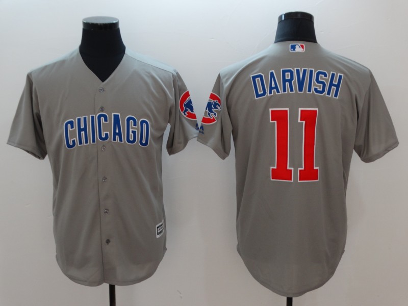 MLB Chicago Cubs #11 Darvish Grey Game Jersey