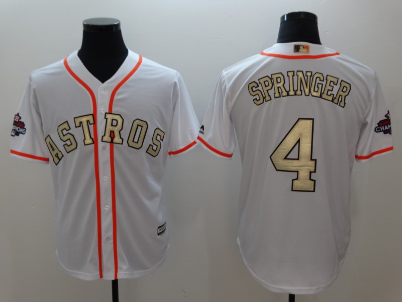 MLB Houston Astros #4 Springer White Gold Number Game Jersey
