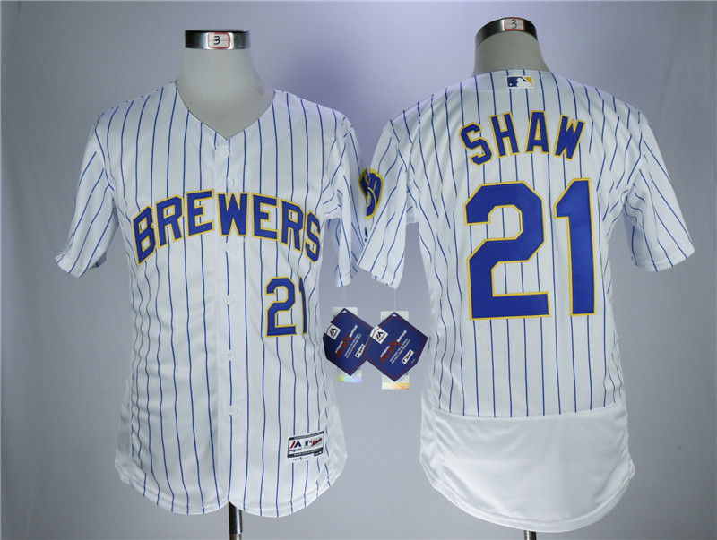 MLB Milwaukee Brewers #21 Shaw White Elite Jersey