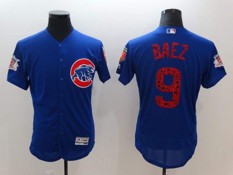 MLB Chicago Cubs #9 Baez Blue Spring Training Jersey