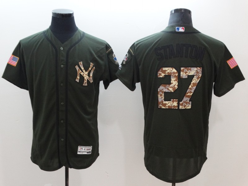 MLB New York Yankees #27 Stanton Olive Camo Jersey