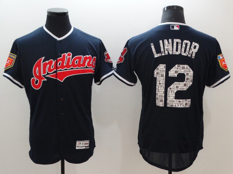 MLB Cleveland Indians #12 Lindor Black Spring Training Jersey