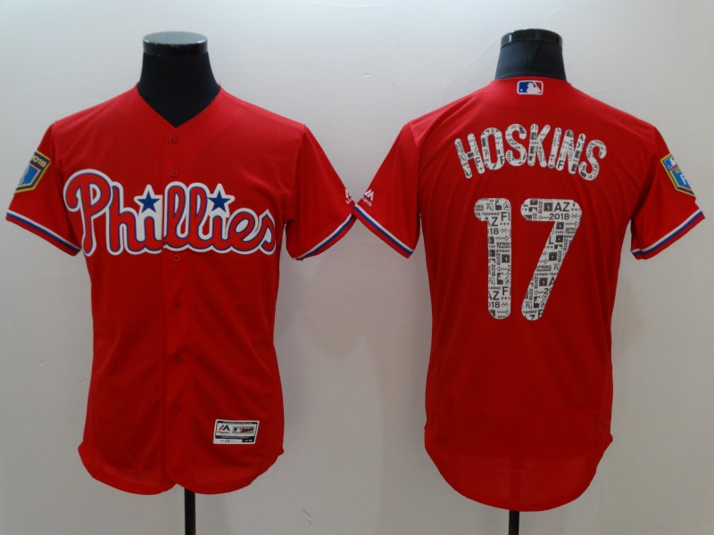 MLB Philadelphia Phillies #17 Hoskins Red Spring Training Jersey