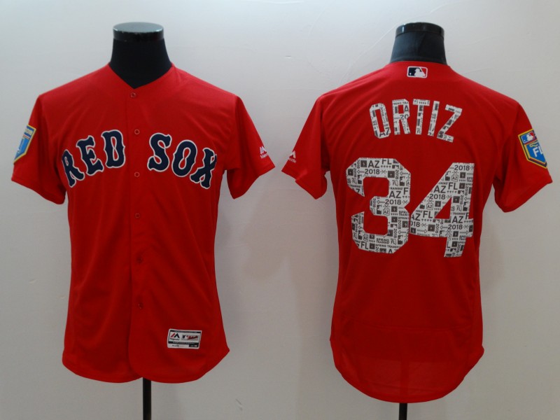 MLB Boston Red Sox #34 Ortiz Red Spring Training Jersey