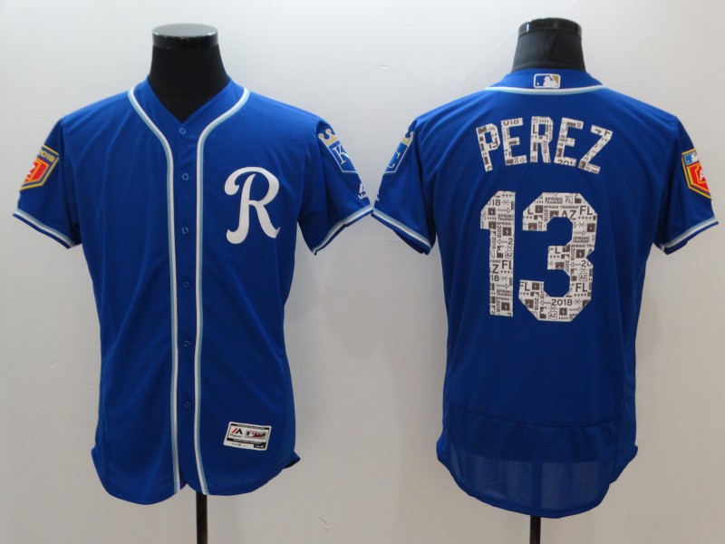 MLB Kansas City Royals #13 Perez Blue Spring Training Jersey