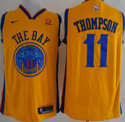 Nike NBA Golden State Warriors #11 Thompson Yellow New Jersey  