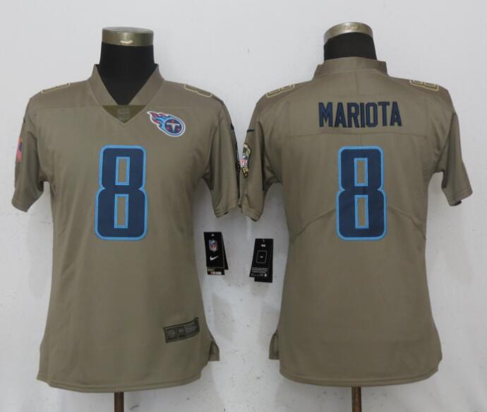 Women New Nike San FranciscoTitans #8 Mariota Olive Salute To Service Jersey