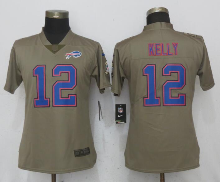 Women New Nike Buffalo Bills #12 Kelly Olive Salute To Service Jersey
