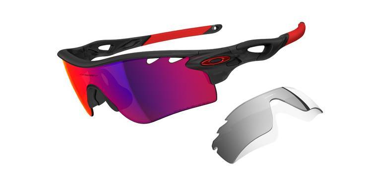 PATH OO9181-23 Matte Black Ink-OO Red Iridium Polarized Vented & Black Iridium Vented Sunglasses