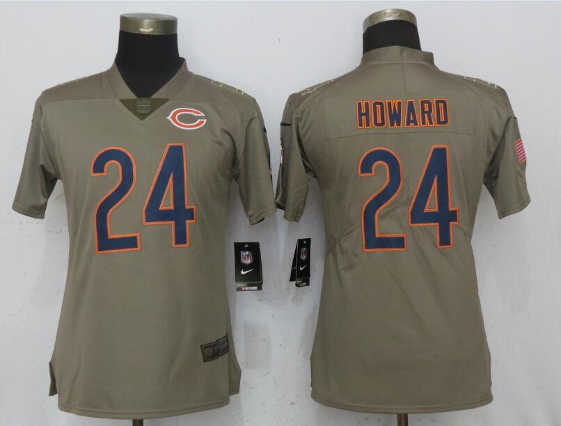 Women Nike Chicago Bears #24 Howard Olive Salute To Service Jersey 