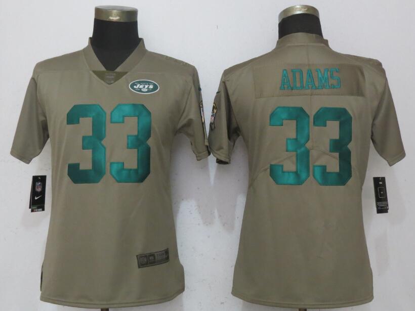 Womens New York Jets #33 Adams Olive Salute To Service Jersey