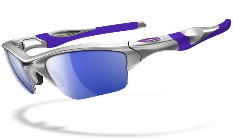 HALF JACKET 2.0 XL 009154 Polished Silver Purple Iridium Polarized Sunglasses