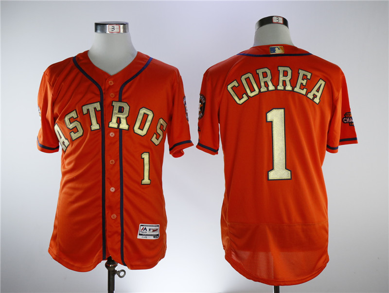 MLB Houston Astros #1 Correa Orange Champion Elite Jersey