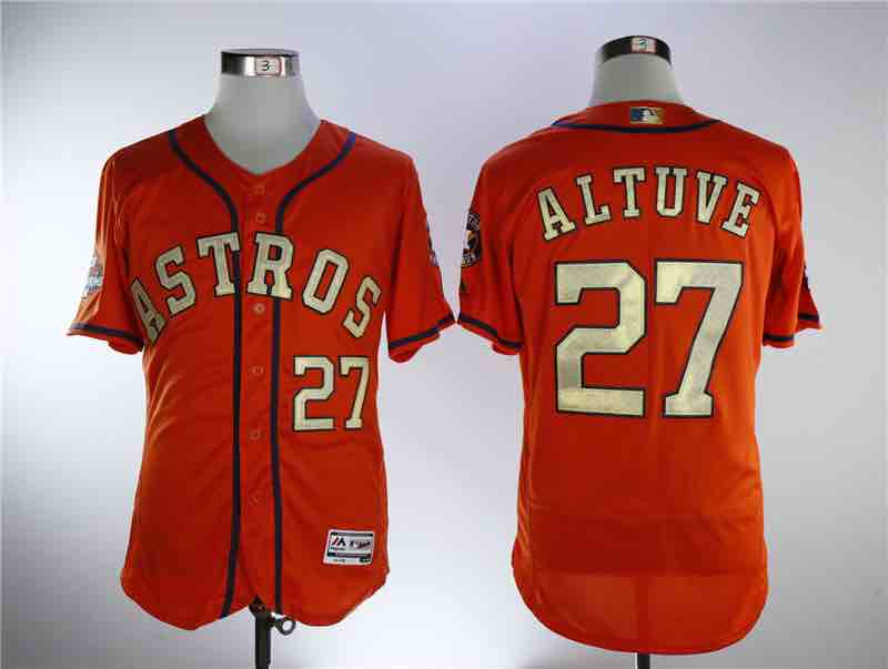 MLB Houston Astros #27 Altuve Orange Champion Elite Jersey