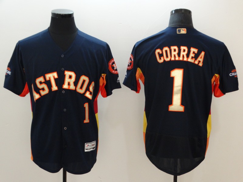 MLB Houston Astros #1 Correa Champion Blue Jersey