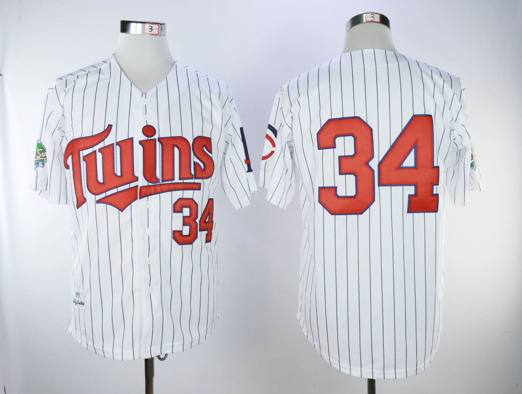 MLB Minnesota Twins #34 Puckett White 1991 Throwback Jersey