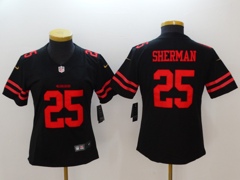 Womens San Francisco 49ers #25 Sherman Black Vapor Limited Jersey  