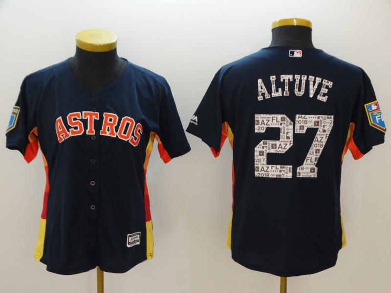 Womens MLB Houston Astros #27 Altuve Spring Training Blue Jersey