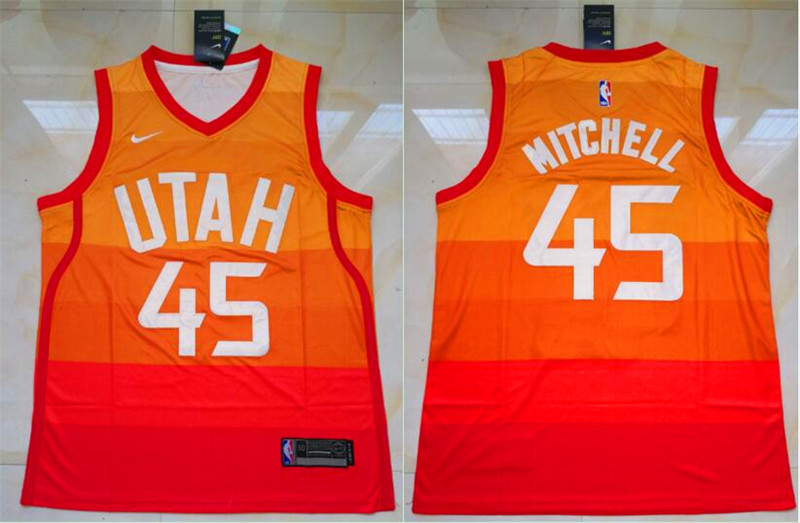 NBA Utah Jazz 45 Mitchell Orange Jersey