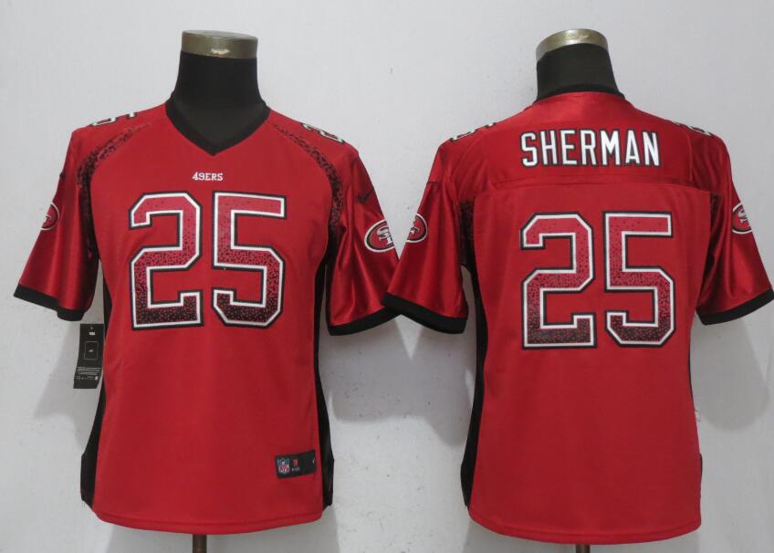 Women New Nike San Francisco 49ers 25 Sherman Drift Fashion Red Elite Jersey  