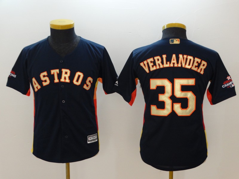 Kids MLB Houston Astros #35 Verlander Blue Jersey