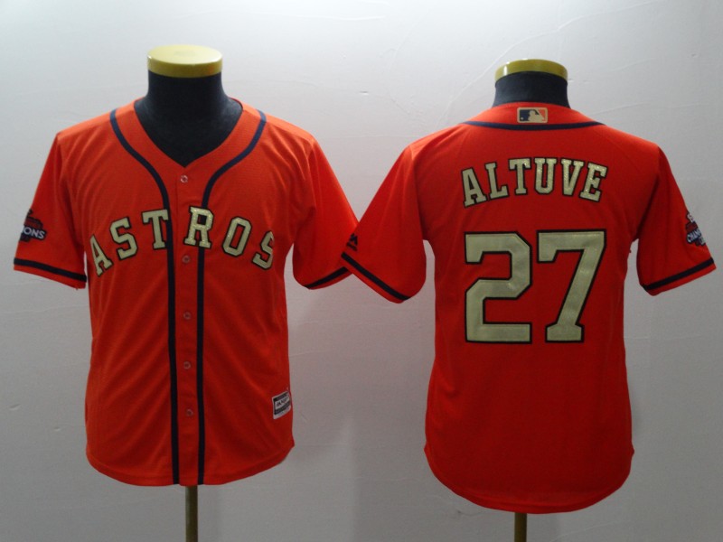 Kids MLB Houston Astros #27 Altuve Orange Jersey