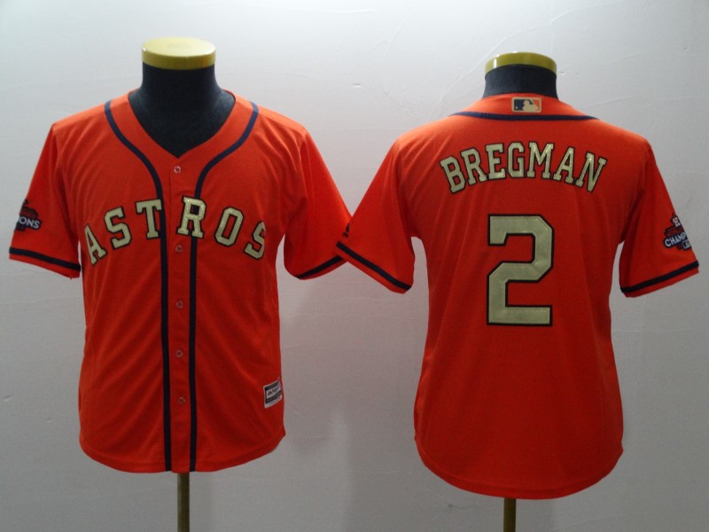 Kids MLB Houston Astros #2 Bregman Orange Jersey