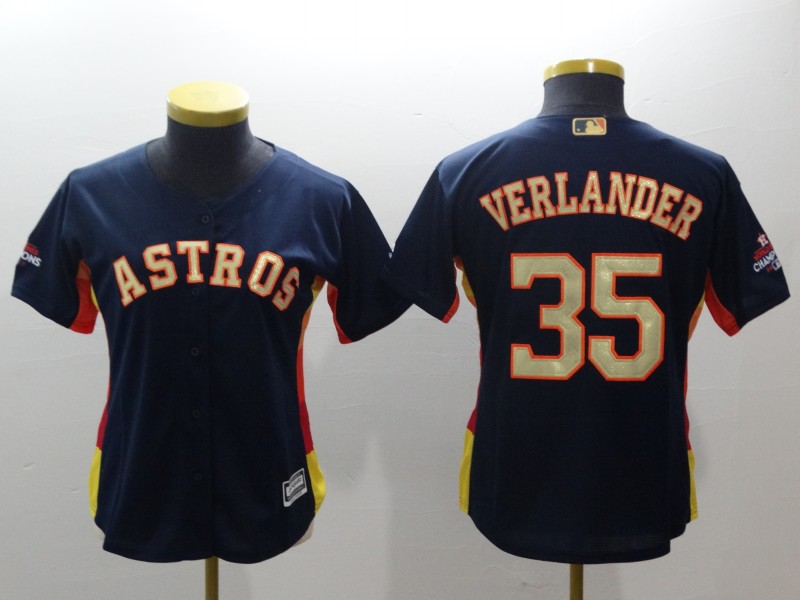 Womens MLB Houston Astros #35 Verlander Blue Jersey