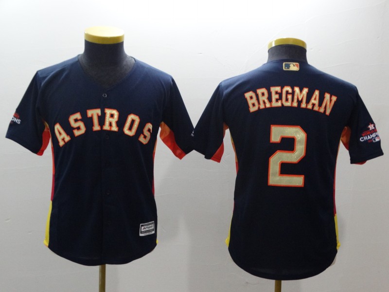 Kids MLB Houston Astros #2 Bregman Blue Jersey