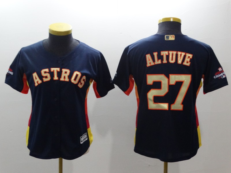 Womens MLB Houston Astros #27 Altuve Blue Jersey