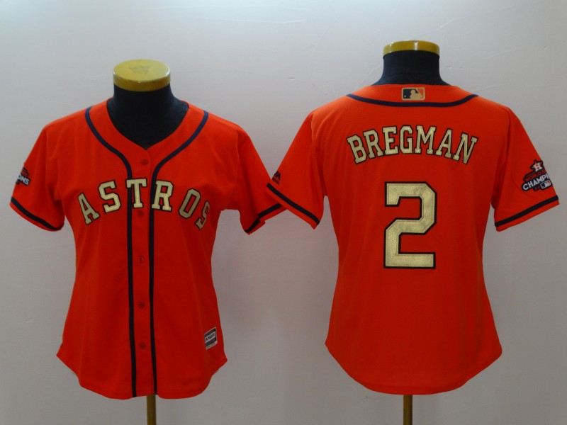 Womens MLB Houston Astros #2 Bregman Orange Jersey