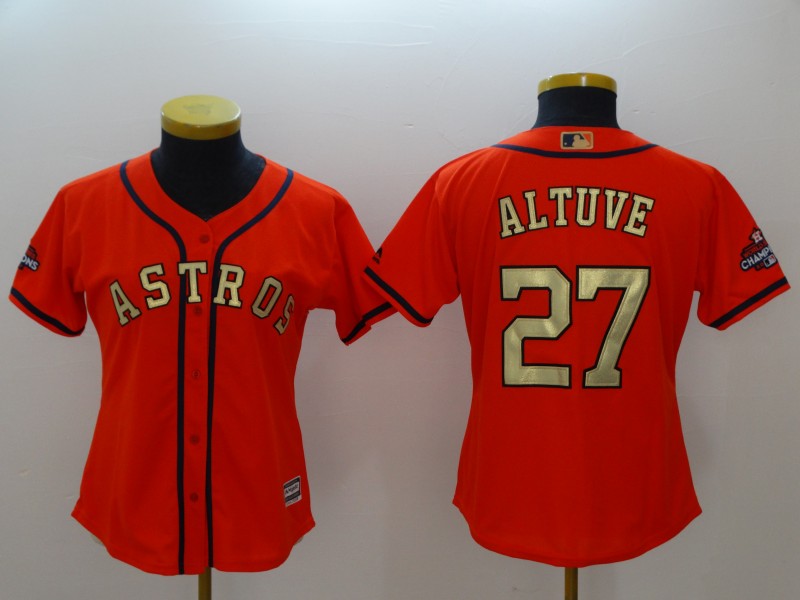 Womens MLB Houston Astros #27 Altuve Orange Jersey