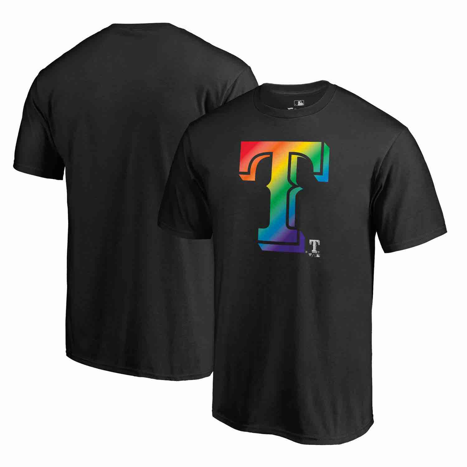 Mens Texas Rangers Fanatics Branded Pride Black T-Shirt