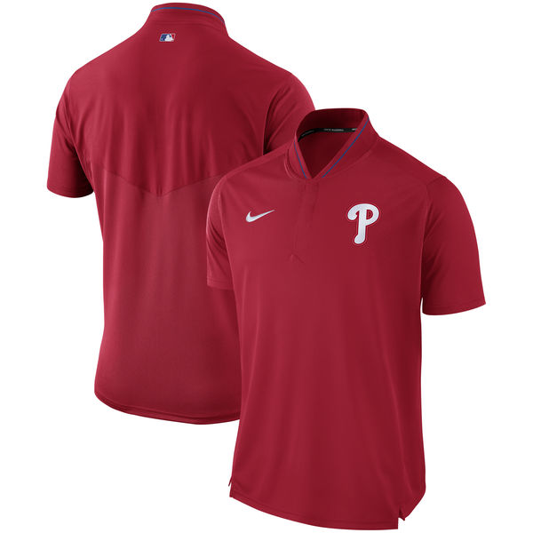 Mens Philadelphia Phillies Nike Red Authentic Collection Elite Performance Polo