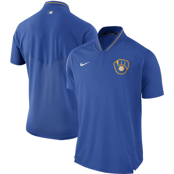 Mens Milwaukee Brewers Nike Royal Authentic Collection Elite Performance Polo