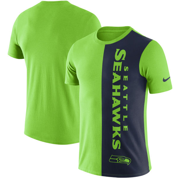 Seattle Seahawks Nike Coin Flip Tri-Blend T-Shirt - Neon GreenCollege Navy