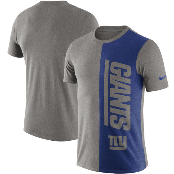 New York Giants Nike Coin Flip Tri-Blend T-Shirt - Heathered GrayRoyal