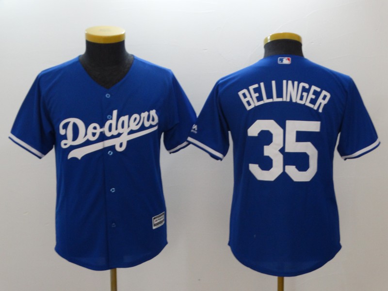 Kids MLB Los Angeles Dodgers #35 Bellinger Blue Jersey