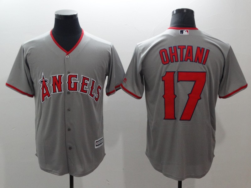 MLB Los Angeles Angels #17 Ohtani Grey Game Jersey